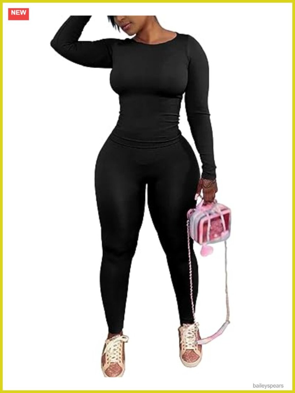 Women's 2 Piece Outfit Long Sleeve Top Jogger Pants Workout Set Stretch